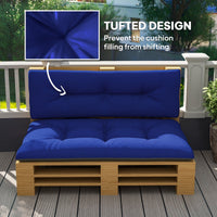 HKM-818387 Navy Blue 2-Seater Outdoor Replacement Cushions Set - Tufted Design for Garden and Patio