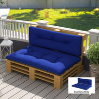 HKM-818387 Navy Blue 2-Seater Outdoor Replacement Cushions Set - Tufted Design for Garden and Patio