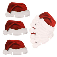 HKM-818451 Santa Hat Wine Glass Covers - 10 Pcs Non-Woven Fabric Christmas Decor for Parties