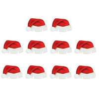 HKM-818451 Santa Hat Wine Glass Covers - 10 Pcs Non-Woven Fabric Christmas Decor for Parties