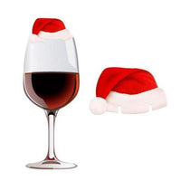 HKM-818451 Santa Hat Wine Glass Covers - 10 Pcs Non-Woven Fabric Christmas Decor for Parties