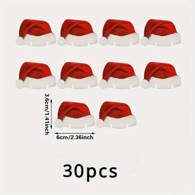 HKM-818451 Santa Hat Wine Glass Covers - 10 Pcs Non-Woven Fabric Christmas Decor for Parties