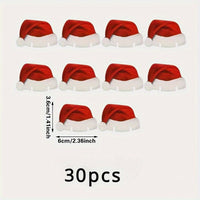 HKM-818451 Santa Hat Wine Glass Covers - 10 Pcs Non-Woven Fabric Christmas Decor for Parties