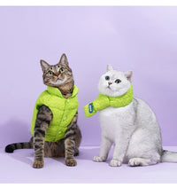 HKM-818579 Fluorescent Green Winter Vest for Cats and Dogs with Scarf - Anti-Lint Polyester Fiber Apparel