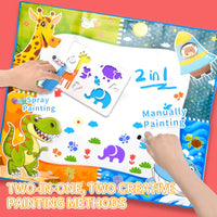 HKM-818579 Magic Aqua Doodle Water Drawing Mat for Kids - Two-in-One Educational Spray Painting Blanket