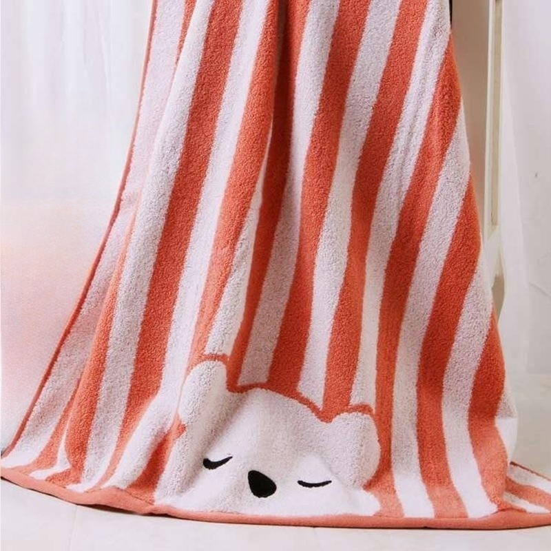 HKM-818579 Multicolor Cartoon Baby Bath Towel - Soft, Absorbent Pure Cotton, Ideal for Gentle Drying