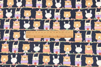 HKM-818835 Animal Print Cotton Fabric for DIY Crafts - Thin, 100% Cotton, Available in Beige, Pink, and Dark Blue, 45cm x 110cm