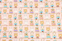 HKM-818835 Animal Print Cotton Fabric for DIY Crafts - Thin, 100% Cotton, Available in Beige, Pink, and Dark Blue, 45cm x 110cm