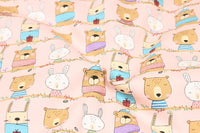 HKM-818835 Animal Print Cotton Fabric for DIY Crafts - Thin, 100% Cotton, Available in Beige, Pink, and Dark Blue, 45cm x 110cm