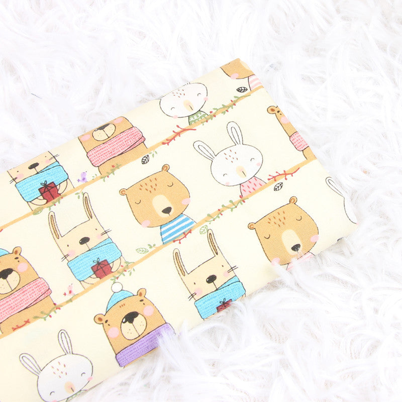 HKM-818835 Animal Print Cotton Fabric for DIY Crafts - Thin, 100% Cotton, Available in Beige, Pink, and Dark Blue, 45cm x 110cm