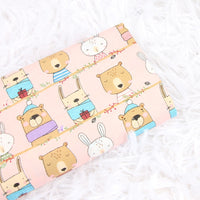 HKM-818835 Animal Print Cotton Fabric for DIY Crafts - Thin, 100% Cotton, Available in Beige, Pink, and Dark Blue, 45cm x 110cm