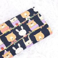 HKM-818835 Animal Print Cotton Fabric for DIY Crafts - Thin, 100% Cotton, Available in Beige, Pink, and Dark Blue, 45cm x 110cm