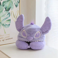 HKM-818835 U-shaped Cartoon Alien Plush Hooded Neck Pillow for Kids and Adults