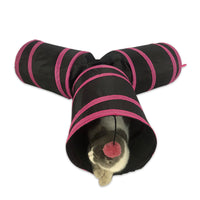 HKM-818835 Y-Shaped Foldable Cat Tunnel with Fun Drill Hole - Soft Cloth Pet Nest for Cats