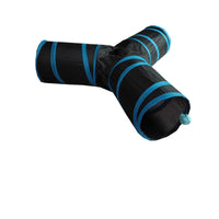 HKM-818835 Y-Shaped Foldable Cat Tunnel with Fun Drill Hole - Soft Cloth Pet Nest for Cats