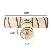 HKM-818835 Y-Shaped Foldable Cat Tunnel with Fun Drill Hole - Soft Cloth Pet Nest for Cats
