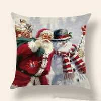 HKM-818963 Christmas Character Printed Linen Pillowcase - 45x45cm