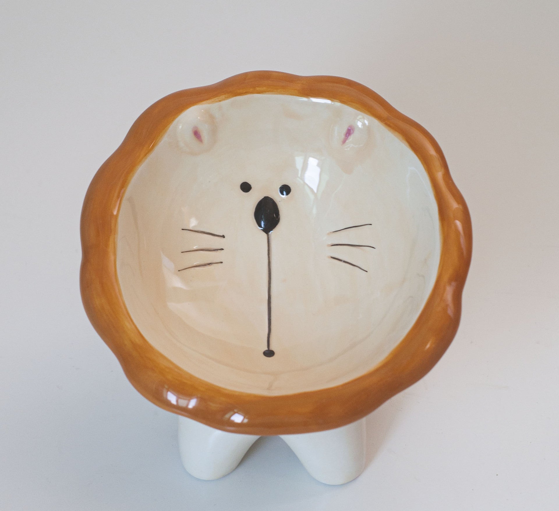 HKM-819027 Cute Cartoon Ceramic Pet Bowl Collection: Lion, Sheep, Panda, & Donut Designs