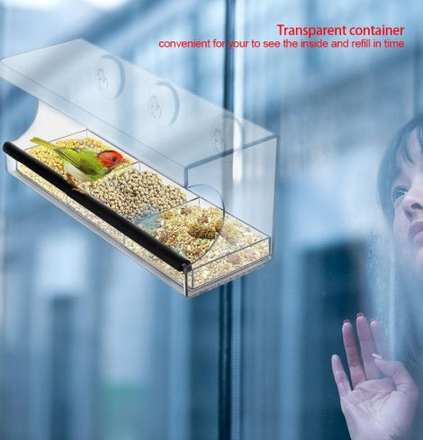 HKM-819091 Transparent Acrylic Feeder for Medium-Sized Pets - 30x10x14 cm