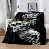 HKM-819155 Horror Skull Pattern Polyester Fiber Blanket for Travel and Home Use - Universal Design for All Seasons
