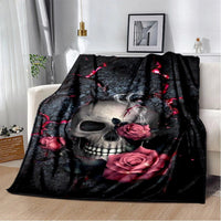 HKM-819155 Horror Skull Pattern Polyester Fiber Blanket for Travel and Home Use - Universal Design for All Seasons