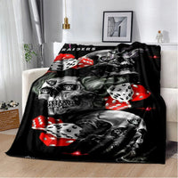 HKM-819155 Horror Skull Pattern Polyester Fiber Blanket for Travel and Home Use - Universal Design for All Seasons