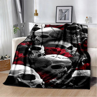 HKM-819155 Horror Skull Pattern Polyester Fiber Blanket for Travel and Home Use - Universal Design for All Seasons