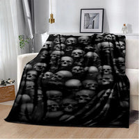 HKM-819155 Horror Skull Pattern Polyester Fiber Blanket for Travel and Home Use - Universal Design for All Seasons