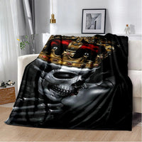 HKM-819155 Horror Skull Pattern Polyester Fiber Blanket for Travel and Home Use - Universal Design for All Seasons