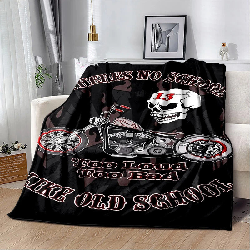 HKM-819155 Horror Skull Pattern Polyester Fiber Blanket for Travel and Home Use - Universal Design for All Seasons