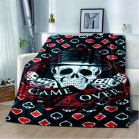 HKM-819155 Horror Skull Pattern Polyester Fiber Blanket for Travel and Home Use - Universal Design for All Seasons