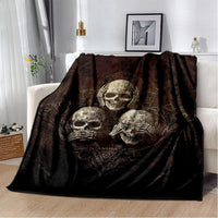 HKM-819155 Horror Skull Pattern Polyester Fiber Blanket for Travel and Home Use - Universal Design for All Seasons