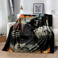 HKM-819155 Horror Skull Pattern Polyester Fiber Blanket for Travel and Home Use - Universal Design for All Seasons