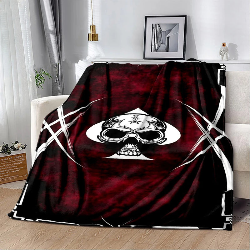 HKM-819155 Horror Skull Pattern Polyester Fiber Blanket for Travel and Home Use - Universal Design for All Seasons