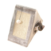 HKM-819283 Triangle Cat Claw Sisal Toy in Gray White and Light Brown Beige, Small and Large Sizes