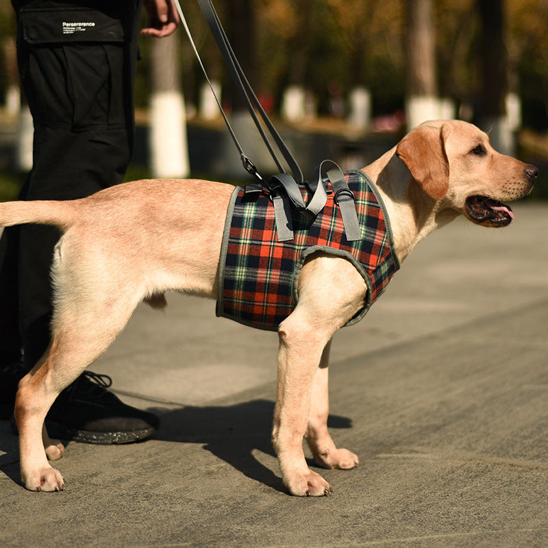 HKM-819347 Fashion Personality Pet Chest Strap for Dogs, Available in Blue and Red Lattice Designs, Optional Shoulder Strap