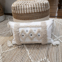 HKM-819539 Hand-Tufted Cotton Canvas Cushion Cover with Tassels and Sequins