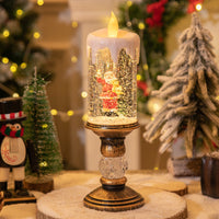 HKM-819603 Candle Light Scene Decoration with Snowman and Panda Design - Christmas Home Accent