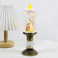 HKM-819603 Candle Light Scene Decoration with Snowman and Panda Design - Christmas Home Accent