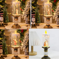 HKM-819603 Candle Light Scene Decoration with Snowman and Panda Design - Christmas Home Accent