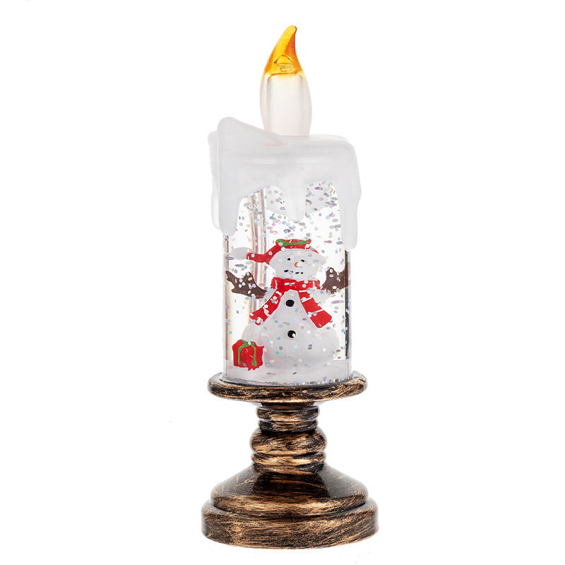 HKM-819603 Candle Light Scene Decoration with Snowman and Panda Design - Christmas Home Accent