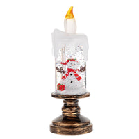 HKM-819603 Candle Light Scene Decoration with Snowman and Panda Design - Christmas Home Accent