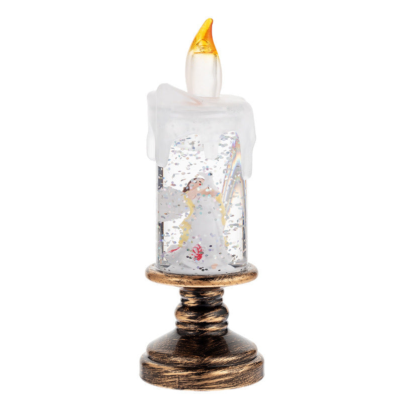 HKM-819603 Candle Light Scene Decoration with Snowman and Panda Design - Christmas Home Accent