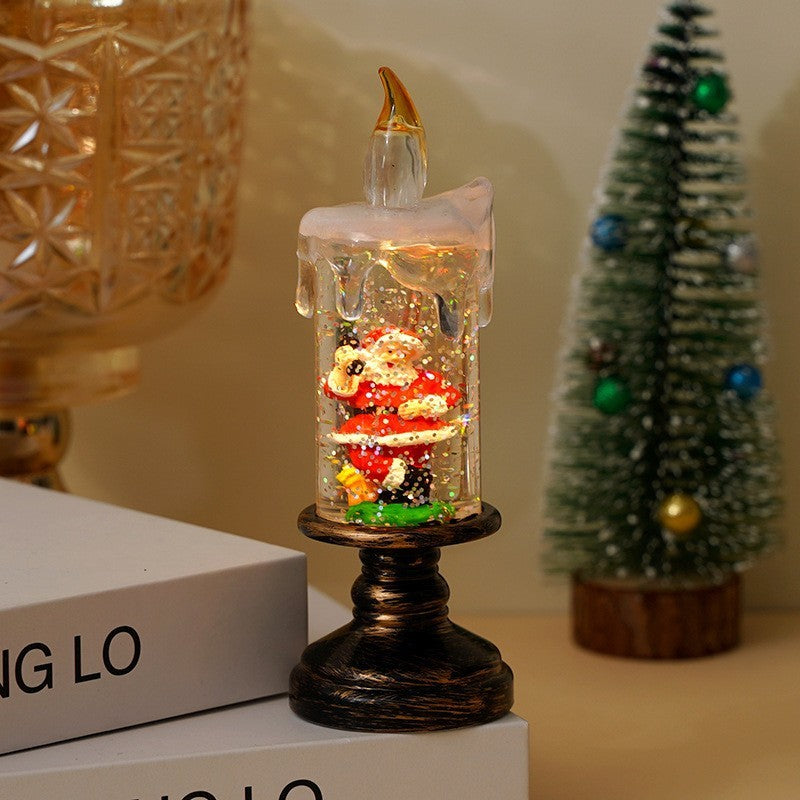 HKM-819603 Candle Light Scene Decoration with Snowman and Panda Design - Christmas Home Accent