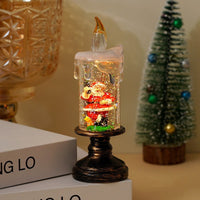 HKM-819603 Candle Light Scene Decoration with Snowman and Panda Design - Christmas Home Accent