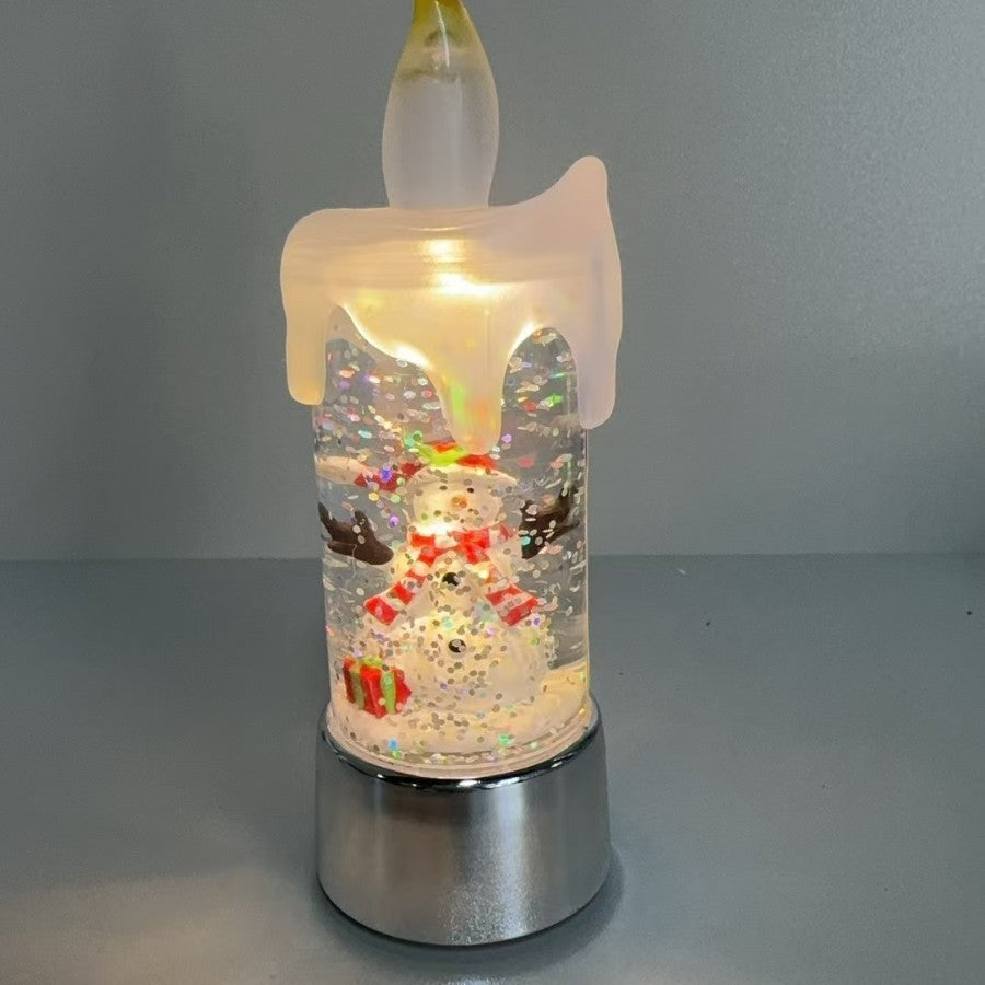 HKM-819603 Candle Light Scene Decoration with Snowman and Panda Design - Christmas Home Accent