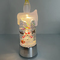 HKM-819603 Candle Light Scene Decoration with Snowman and Panda Design - Christmas Home Accent