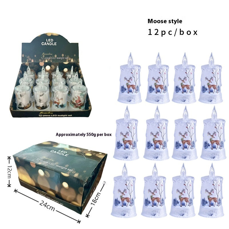 HKM-819603 Candle Light Scene Decoration with Snowman and Panda Design - Christmas Home Accent