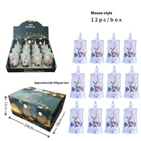 HKM-819603 Candle Light Scene Decoration with Snowman and Panda Design - Christmas Home Accent