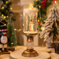 HKM-819603 Candle Light Scene Decoration with Snowman and Panda Design - Christmas Home Accent